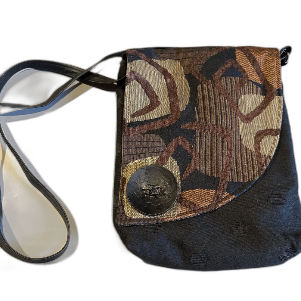 Sandy Hall Tapestry Crossbody Bag Abstract Boho Purse Art Black Brown Festival